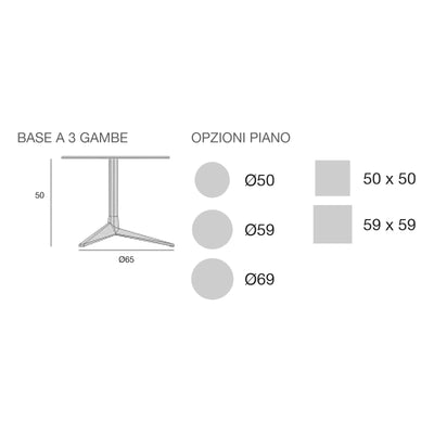 Disegno quotato del tavolino FAZ Inox Vondom, rotondo