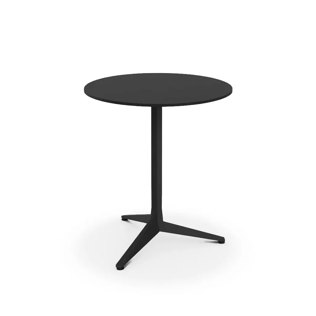 Table Faz Inox ronde, piètement aluminium noir