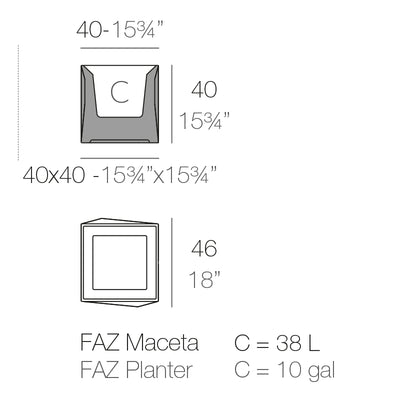 Schéma de dimensions Jardinière - Faz 54175A