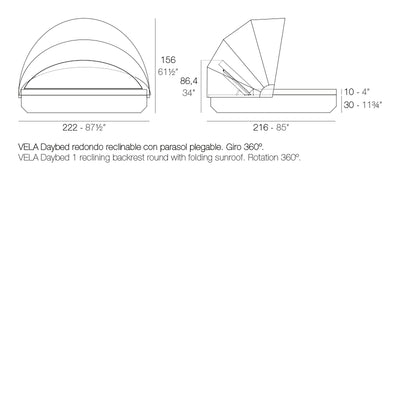 Daybed - Vela Rond Inclinable avec Auvent