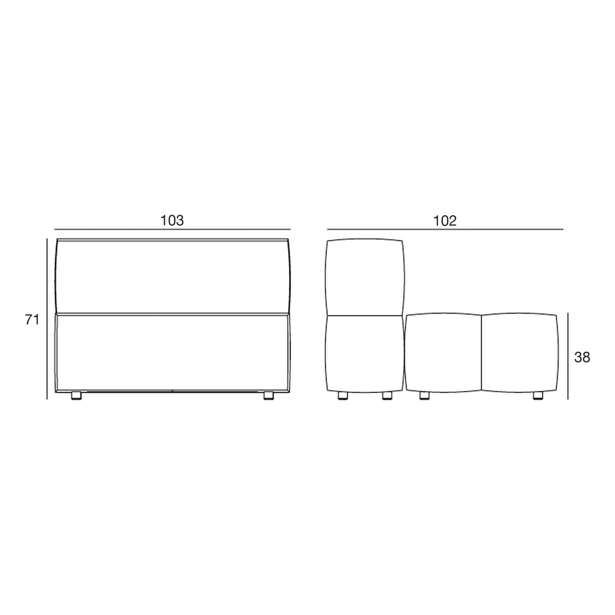 Schéma de dimensions, Tablet - Module Central