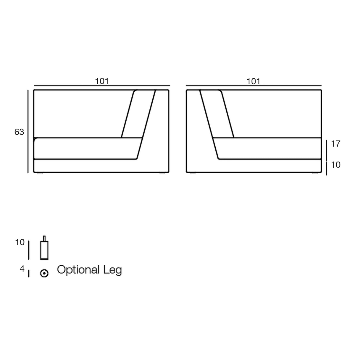 Schéma de dimensions, Pixel - Module Droit