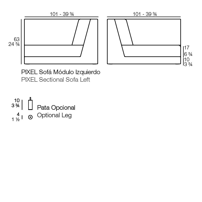Schéma de dimensions, Pixel - Modul links