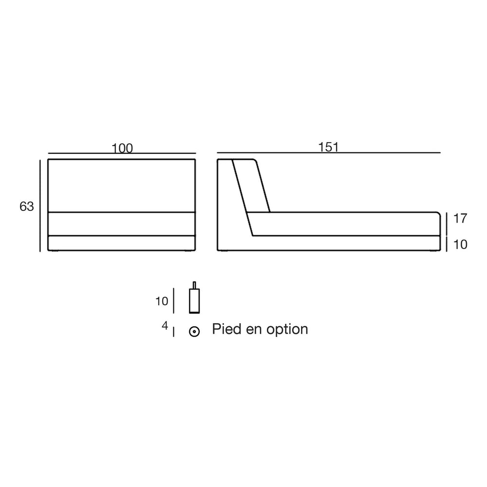 Esquema de dimensiones, Pixel - Chaise longue