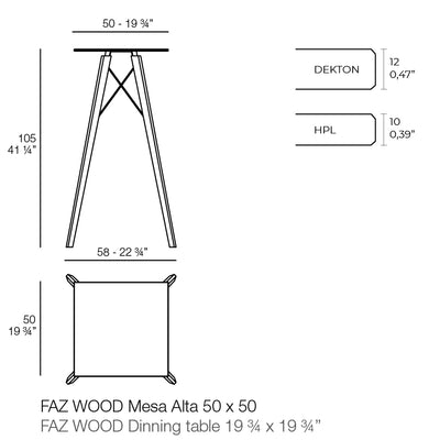 Table Haute - Faz Wood Carré