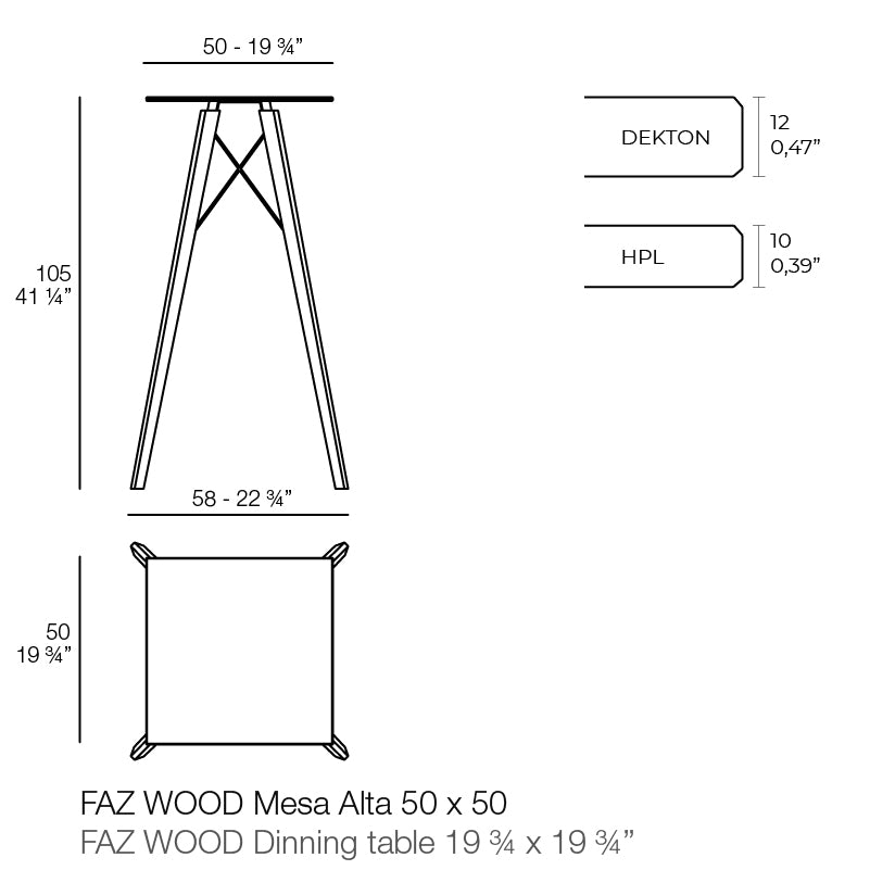 Table Haute - Faz Wood Carré