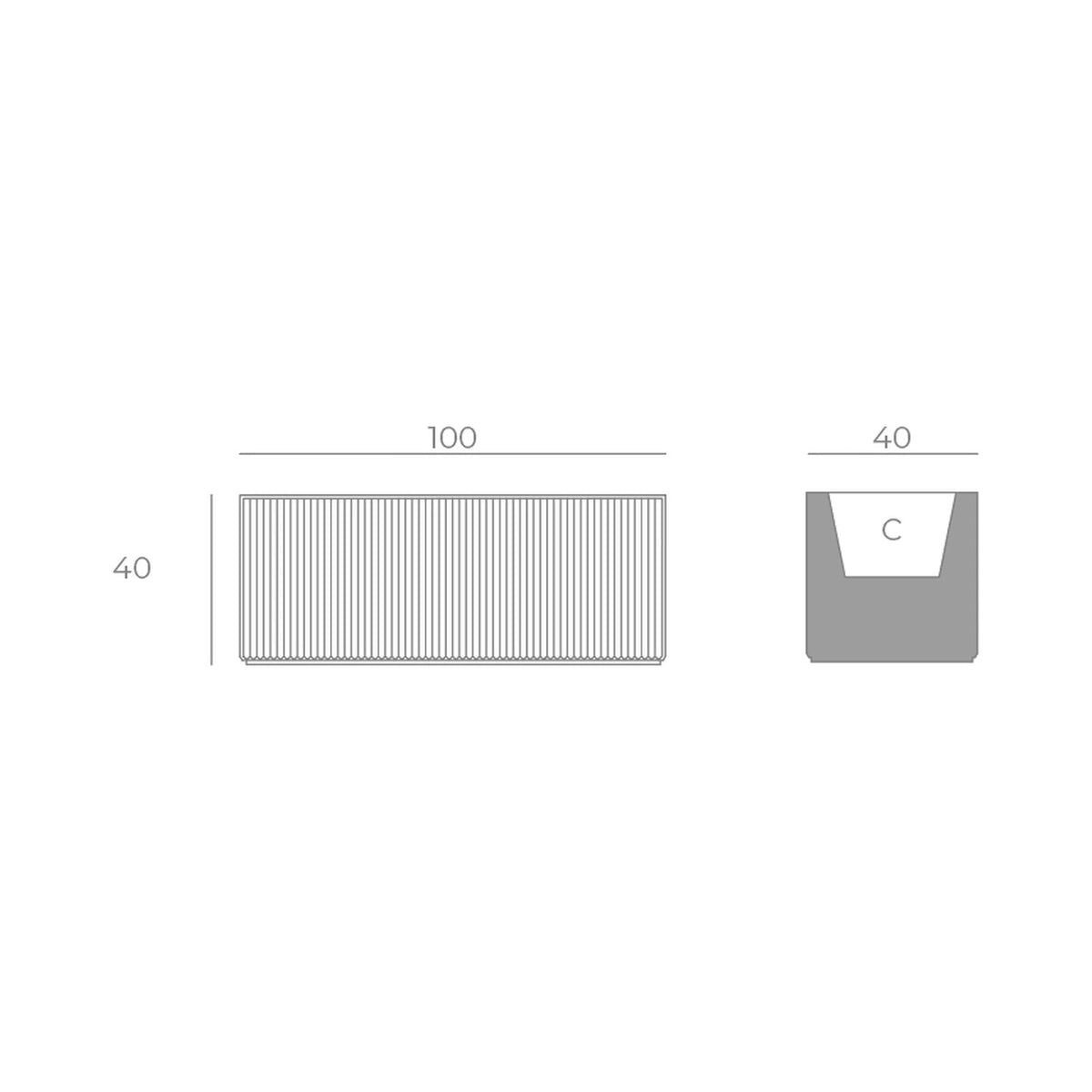Schéma de dimensions Jardinière - Gatsby basse 54433A