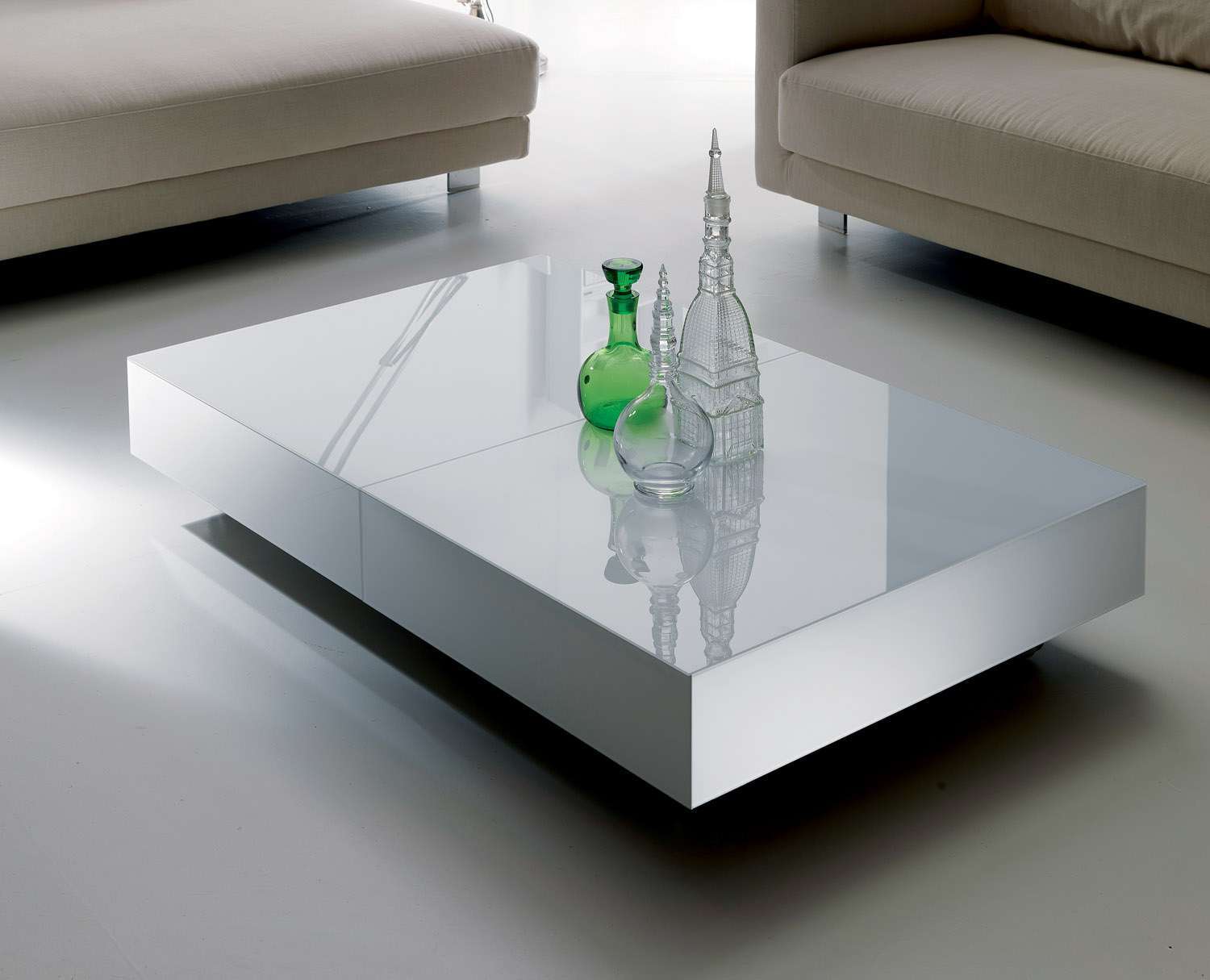 table basse transformable blanche
