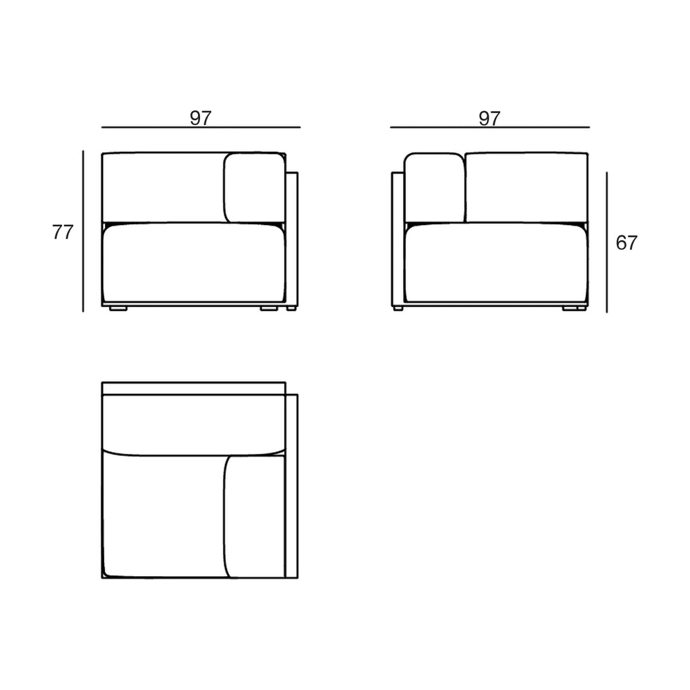 Dimensions diagram, The Factory - Left Corner Module