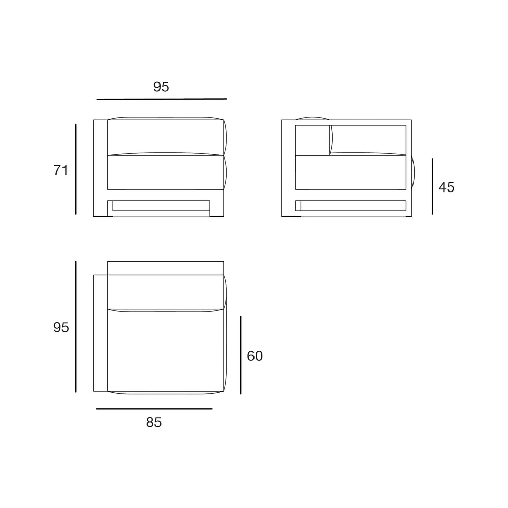 Dimensions diagram, Posidonia - Right Arm Module