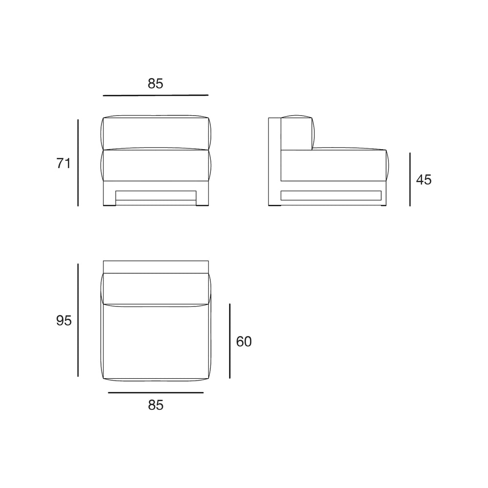 Dimensions diagram, Posidonia - Centre Module