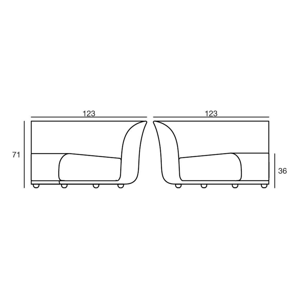 Schema delle dimensioni, Suave - Modulo angolare curvo