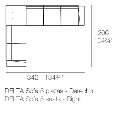 Delta - Canapé à Angle Droit 5 Places