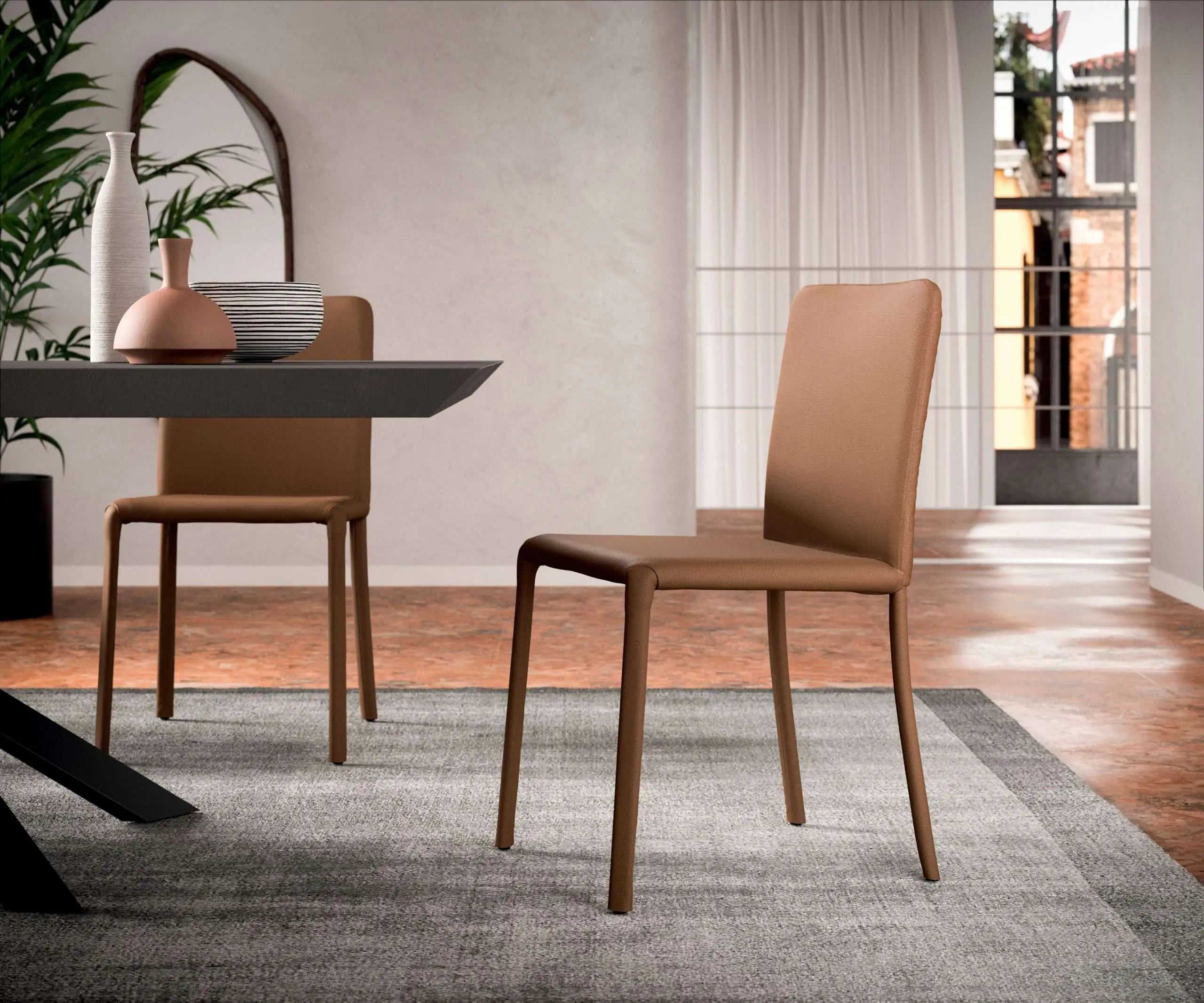 chaise salle à manger design cuir 