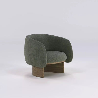 Fauteuil-Bois-Velours-pas-cher