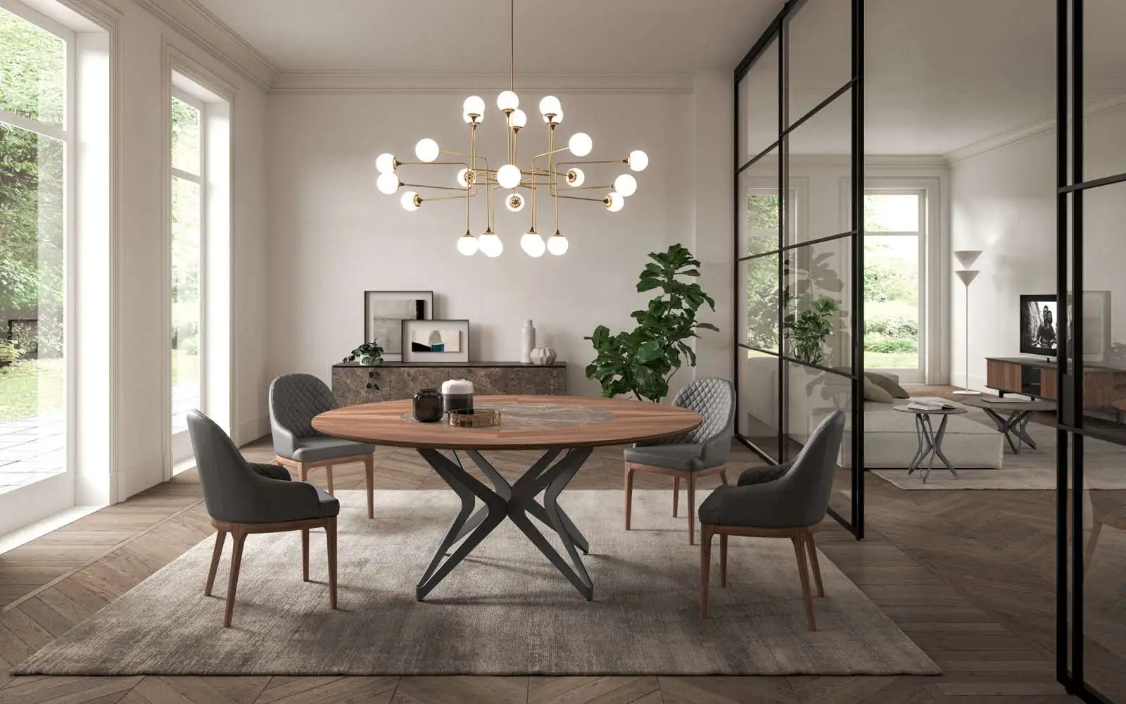 table ronde 100 cm pied central extensible