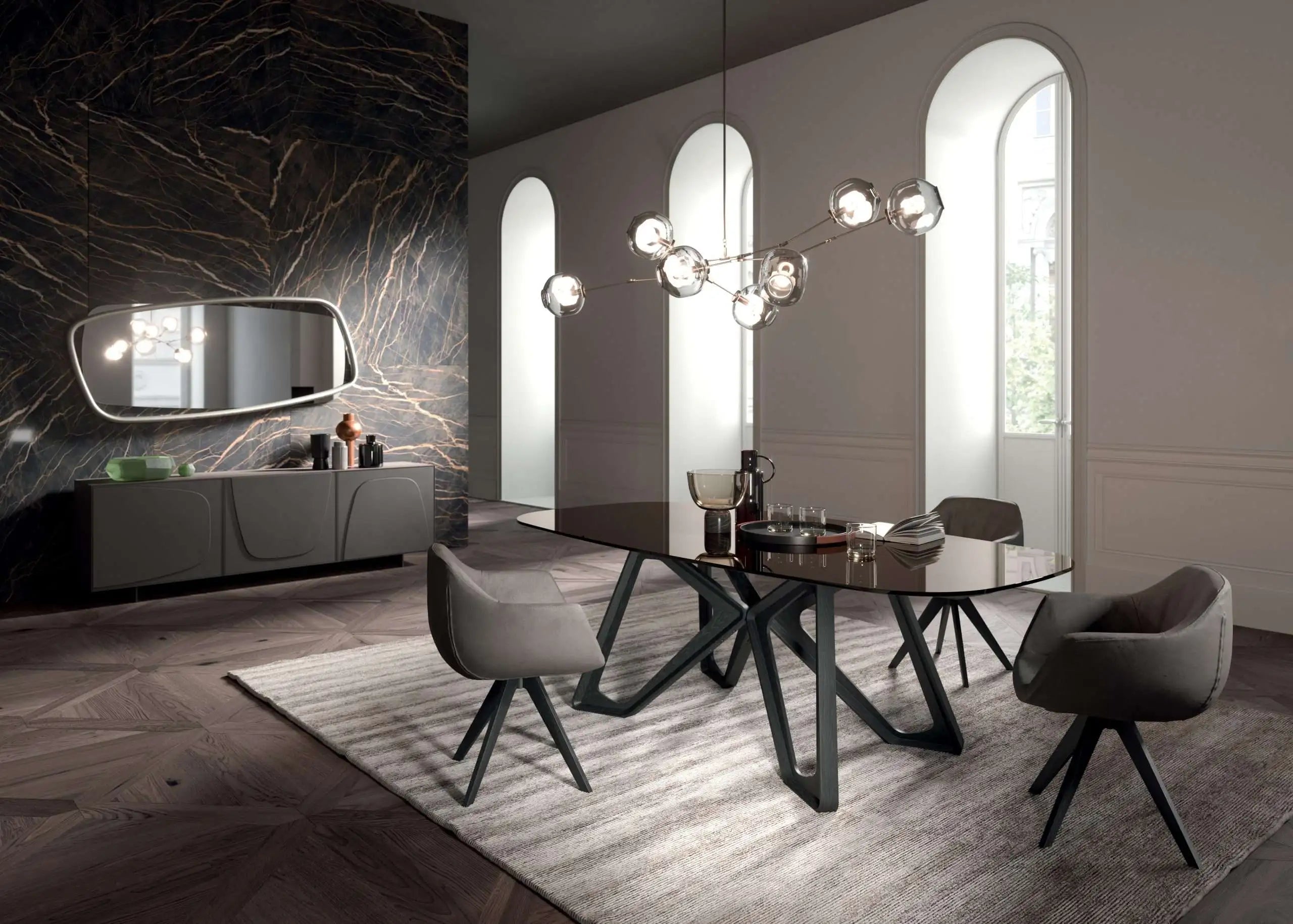 table a manger verre fumé noir