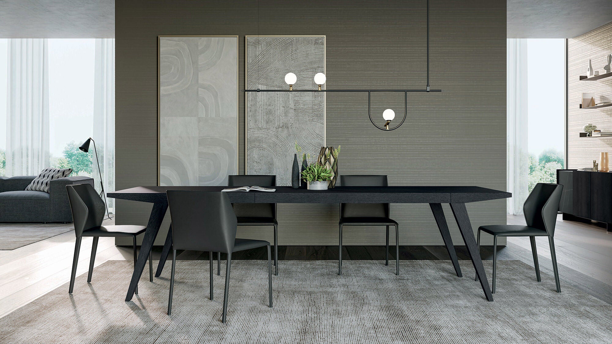 table en bois noir rectangulaire