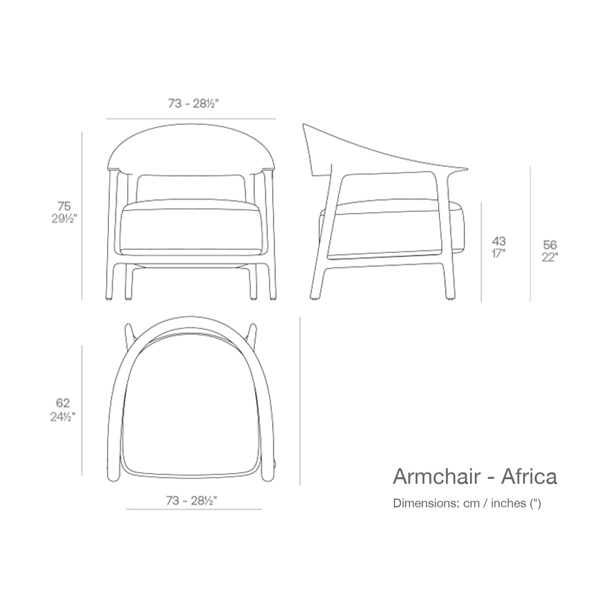Dimension drawing Armchair - Africa