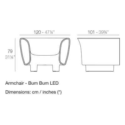 Dimension drawing Armchair - Bum Bum LED