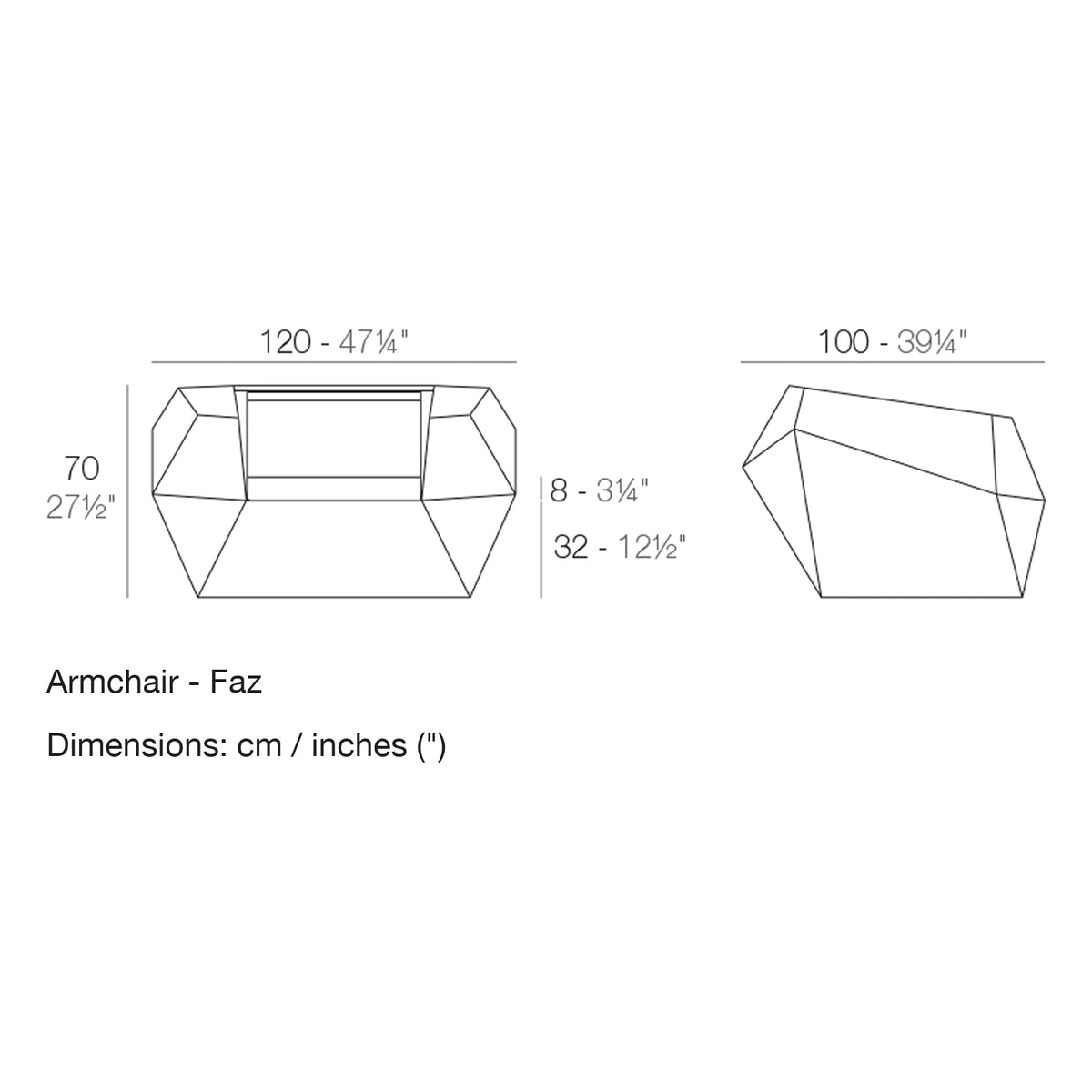 Dimension drawing Armchair - Faz