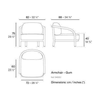 Dimension drawing Armchair - Gum