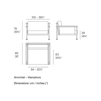 Dimension drawing Armchair - Hamptons