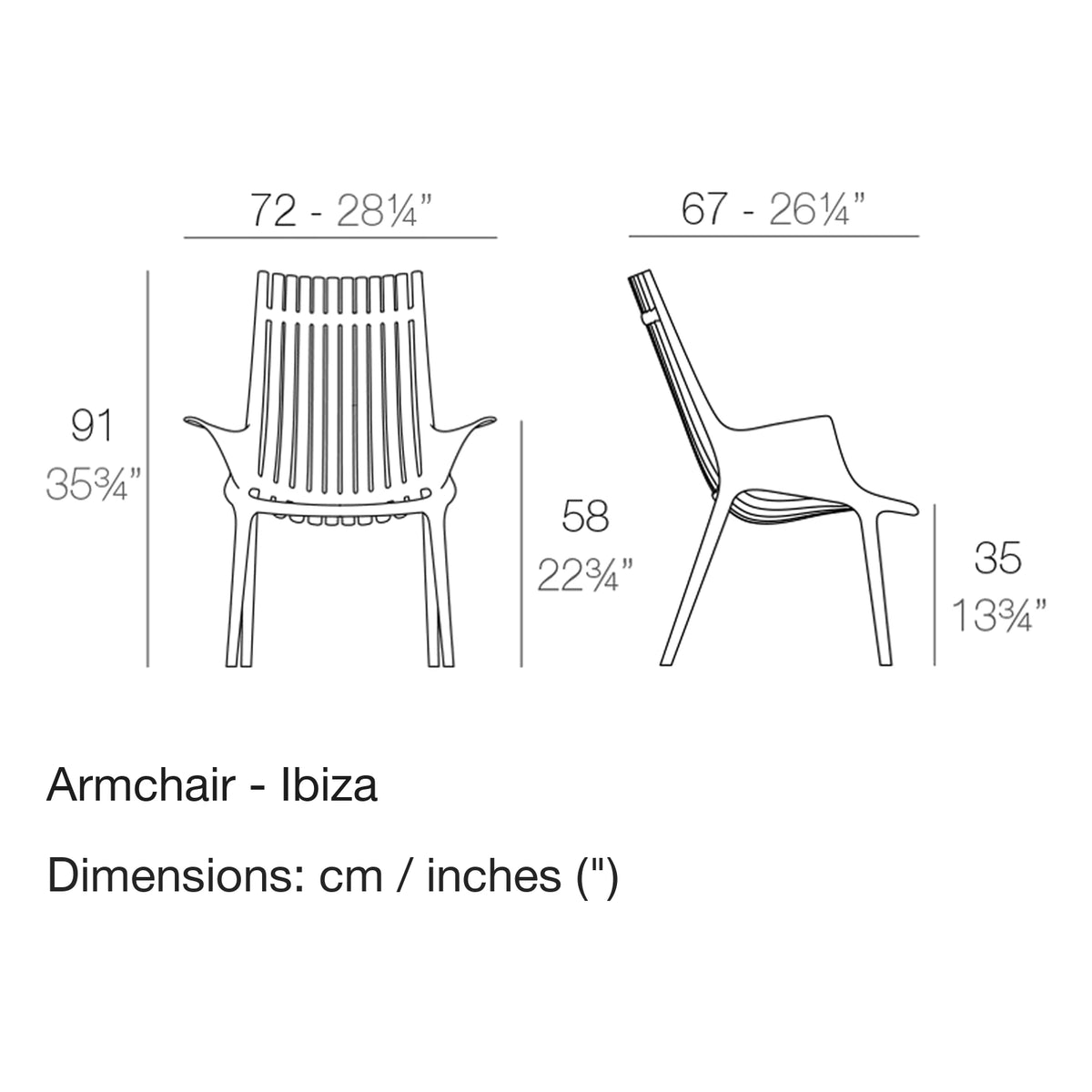 Dimension drawing Armchair - Ibiza