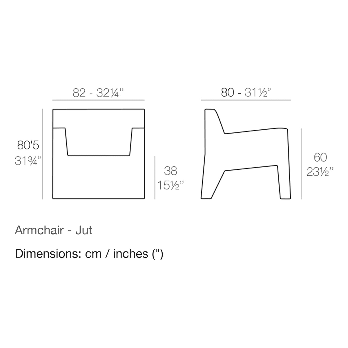 Dimension drawing Armchair - Jut