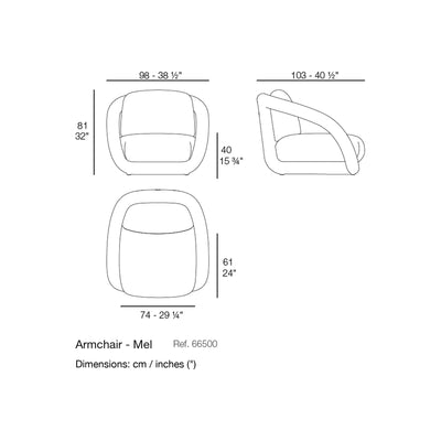 Dimension drawing Armchair - Mel