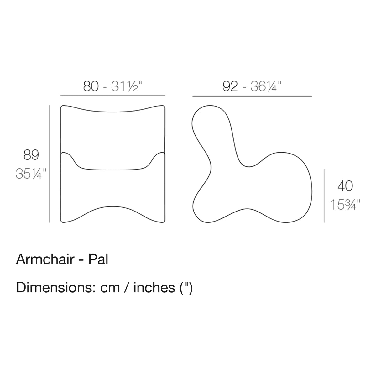 Dimension drawing Armchair - Pal