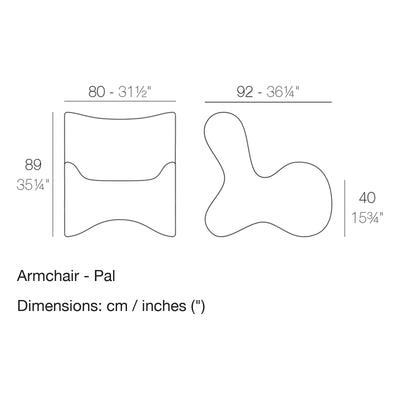 Dimension drawing Armchair - Pal
