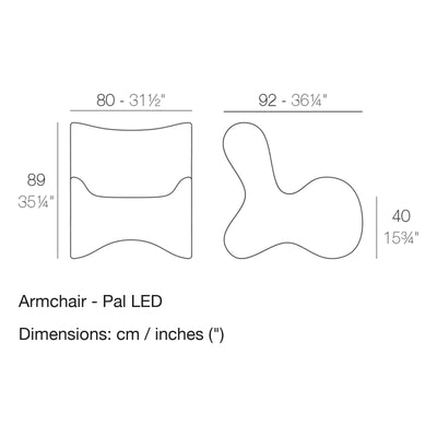 Dimension drawing Armchair - Pal LED