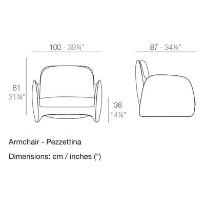 Dimension drawing Armchair - Pezzettina