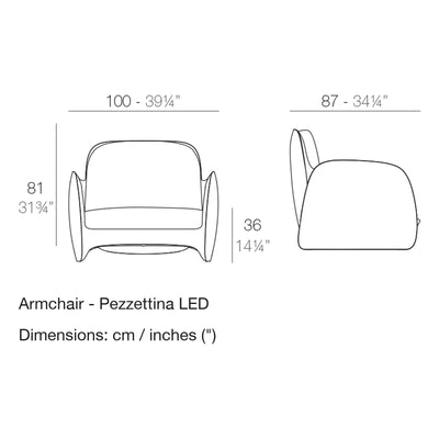Dimension drawing Armchair - Pezzettina LED