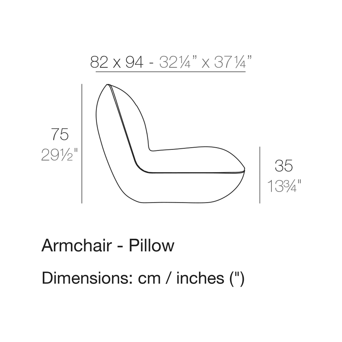 Dimension drawing Armchair - Pillow