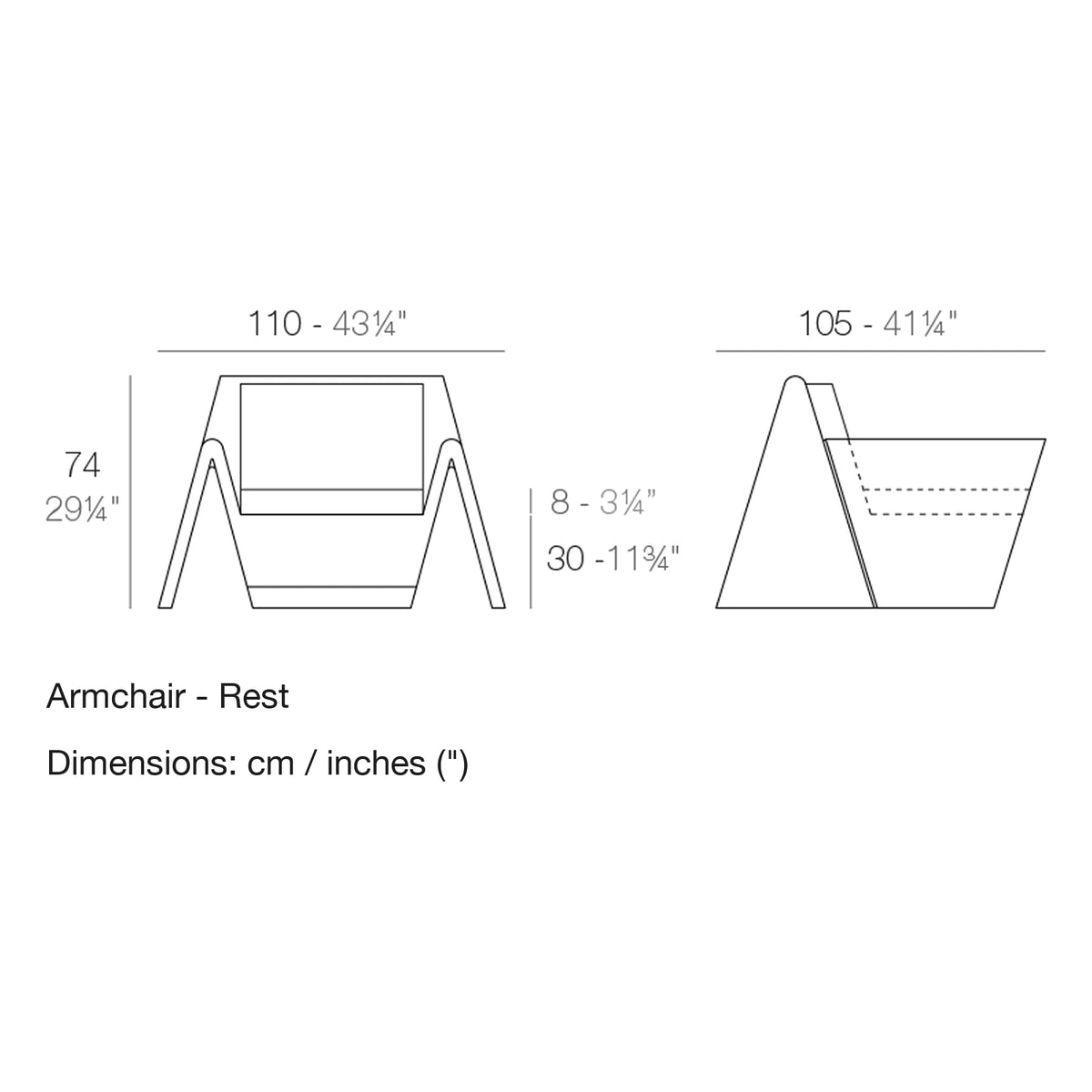 Dimension drawing Armchair - Rest