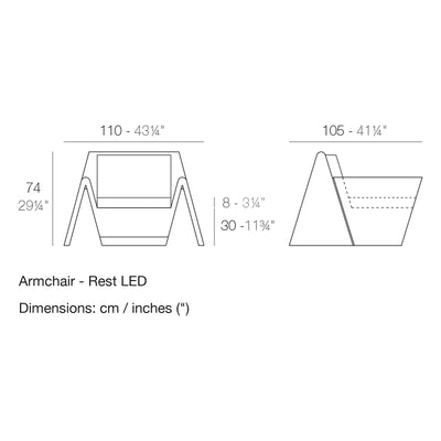 Dimension drawing Armchair - Rest LED