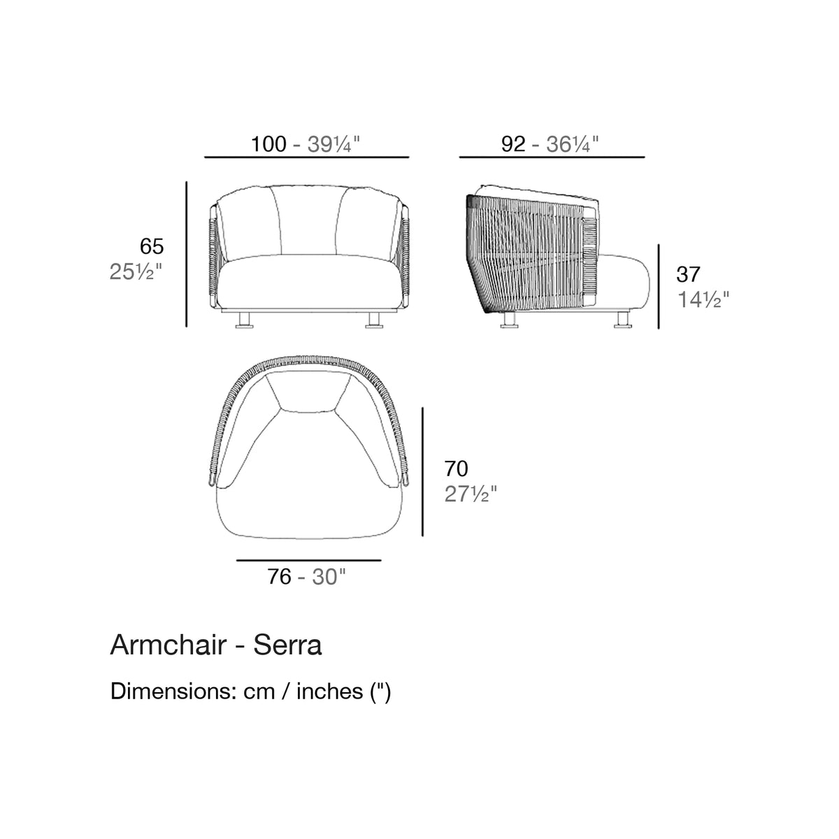 Dimension drawing Armchair - Serra