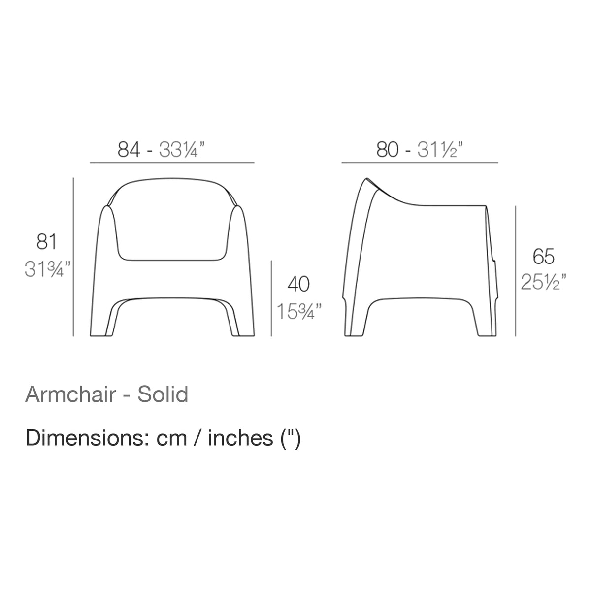 Dimension drawing Armchair - Solid
