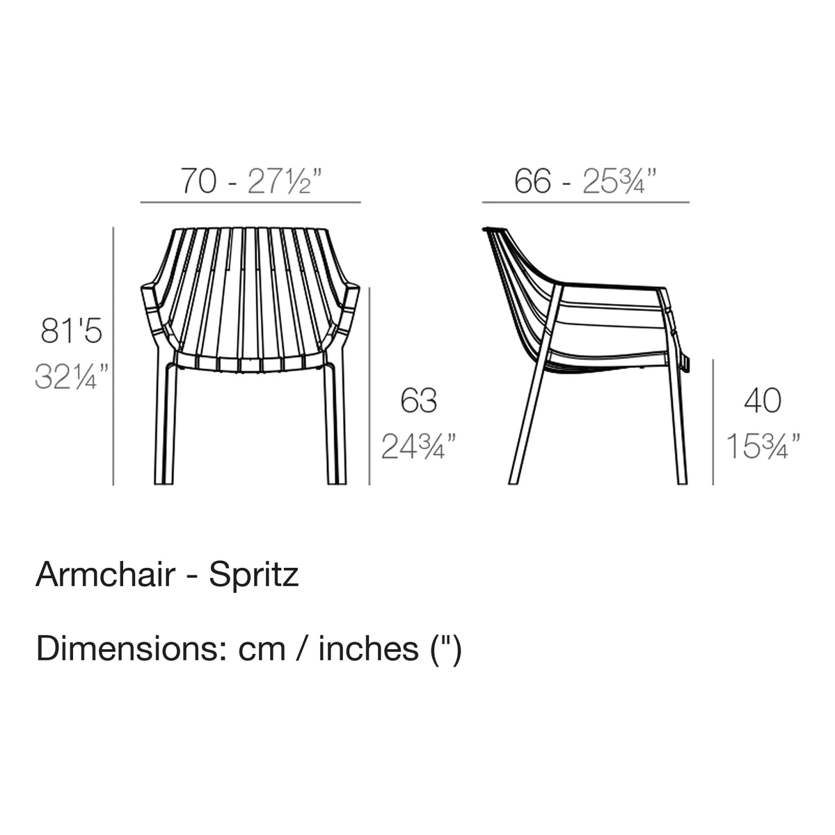 Dimension drawing Armchair - Spritz