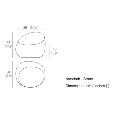 Dimension drawing Armchair - Stone