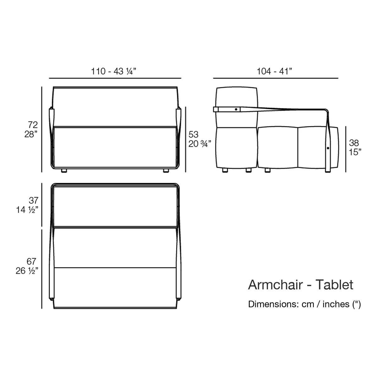 Dimension drawing Armchair - Tablet