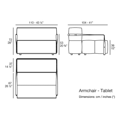 Dimension drawing Armchair - Tablet