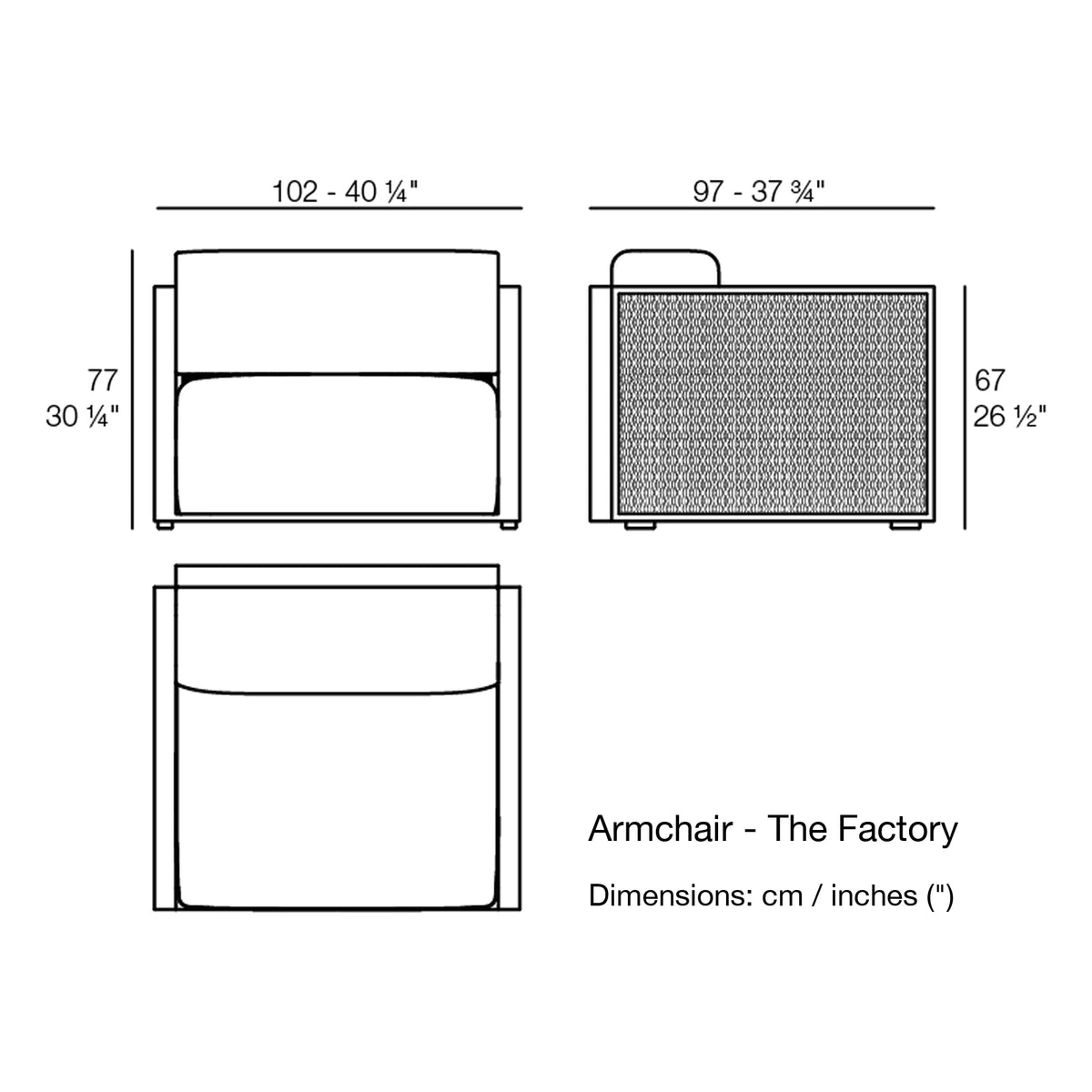Dimension drawing Armchair - The Factory