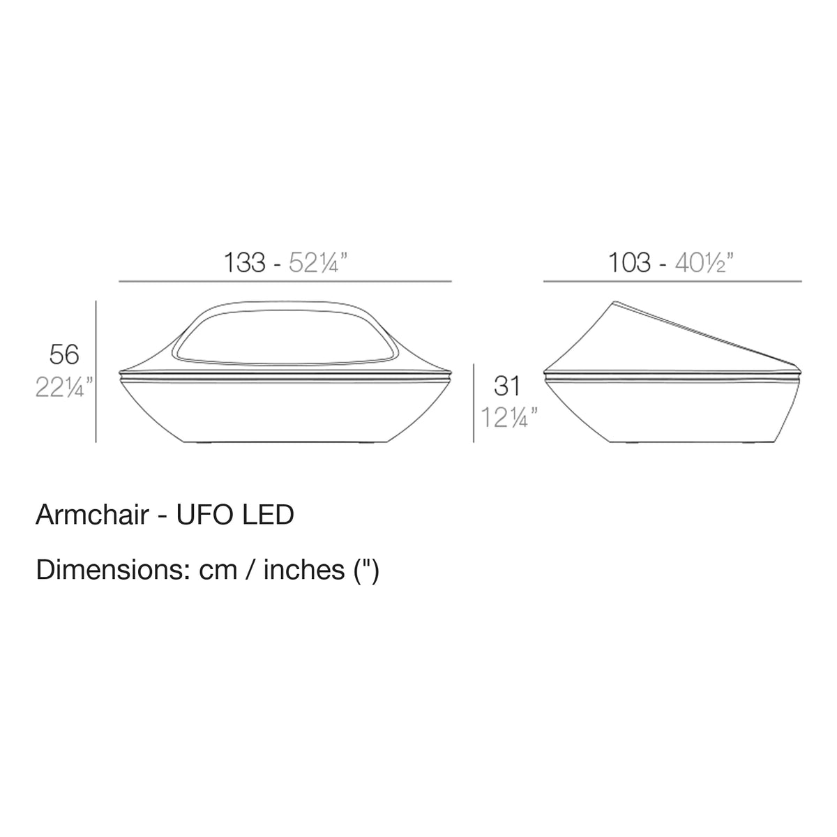 Dimension drawing Armchair - UFO LED