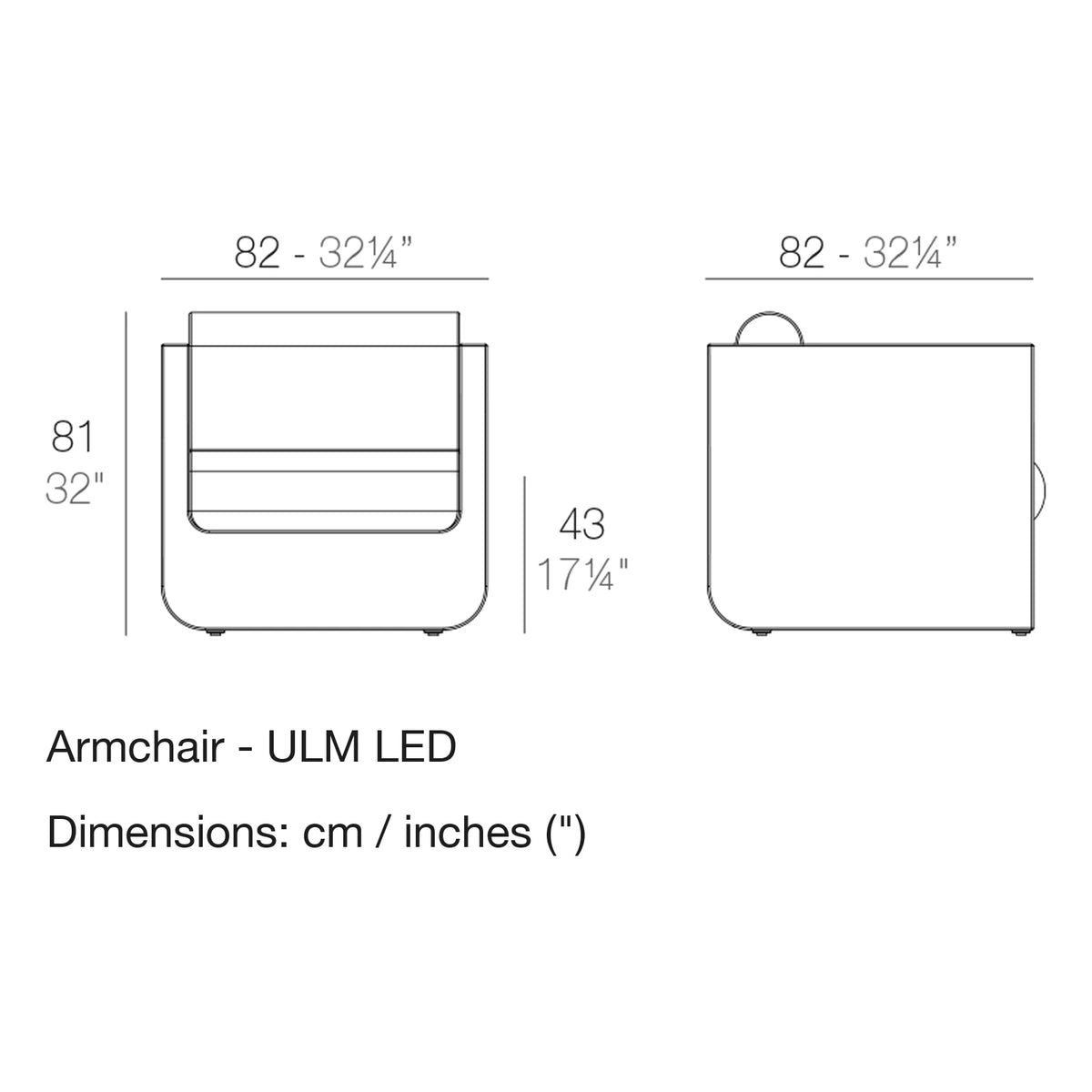 Dimension drawing Armchair - ULM LED