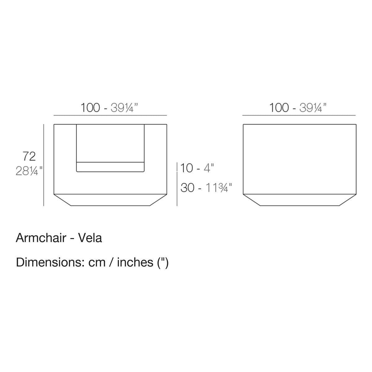 Dimension drawing Armchair - Vela