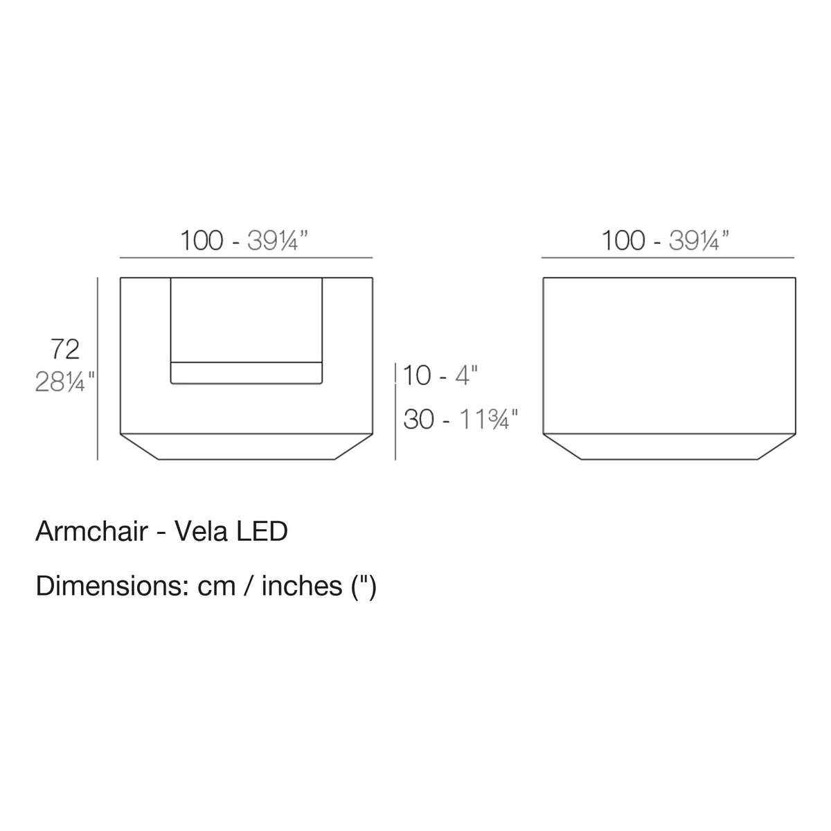 Dimension drawing Armchair - Vela LED