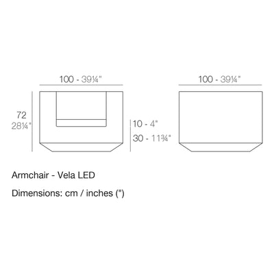 Dimension drawing Armchair - Vela LED